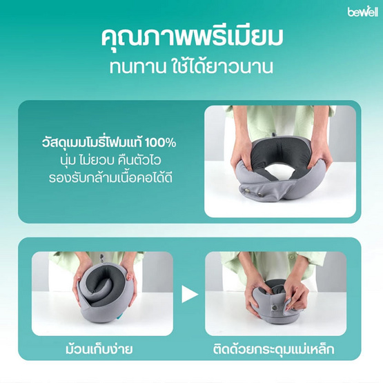 Bewell หมอนรองคอเมมโมรี่โฟม สีน้ำเงิน (T-16) Bewell หมอนรองคอเมมโมรี่โฟม สีน้ำเงิน (T-16)
