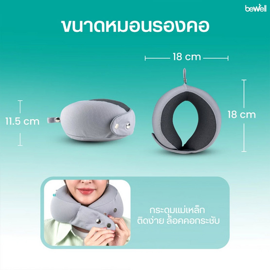 Bewell หมอนรองคอเมมโมรี่โฟม สีน้ำเงิน (T-16) Bewell หมอนรองคอเมมโมรี่โฟม สีน้ำเงิน (T-16)