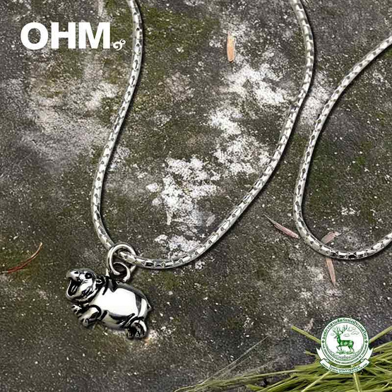 OHM X Moo Deng สร้อยคอพร้อมจี้หมูเด้ง เงินแท้ 925 ยาว 45 cm OHM X Moo Deng สร้อยคอพร้อมจี้หมูเด้ง เงินแท้ 925 ยาว 45 cm