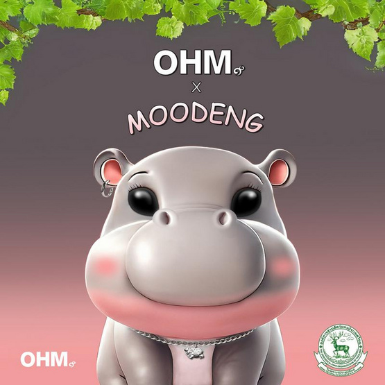 OHM X Moo Deng สร้อยคอพร้อมจี้หมูเด้ง เงินแท้ 925 ยาว 45 cm OHM X Moo Deng สร้อยคอพร้อมจี้หมูเด้ง เงินแท้ 925 ยาว 45 cm