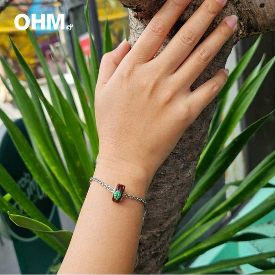 OHM Art Toy Jewelry สร้อยสแตนเลส แก้ว รุ่น Leafy