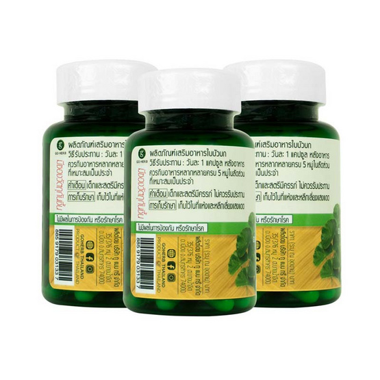 Go Herb ใบบัวบก บรรจุ 60 แคปซูล แพ็ก 3 กระปุก