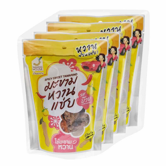 บ้านมะขาม มะขามหวานแซ่บ รสบ๊วย 75 กรัม (แพ็ก 4 ชิ้น) บ้านมะขาม มะขามหวานแซ่บ รสบ๊วย 75 กรัม (แพ็ก 4 ชิ้น)