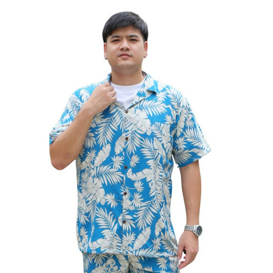 THE ROOM'S เสื้อฮาวาย ลายมัลดีฟส์ สีเขียวน้ำทะเล