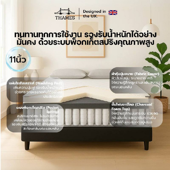Thames ที่นอนพ็อกเก็ตสปริงพรีเมียม รุ่น Aligna ความหนา 11 นิ้ว Thames ที่นอนพ็อกเก็ตสปริงพรีเมียม รุ่น Aligna ความหนา 11 นิ้ว