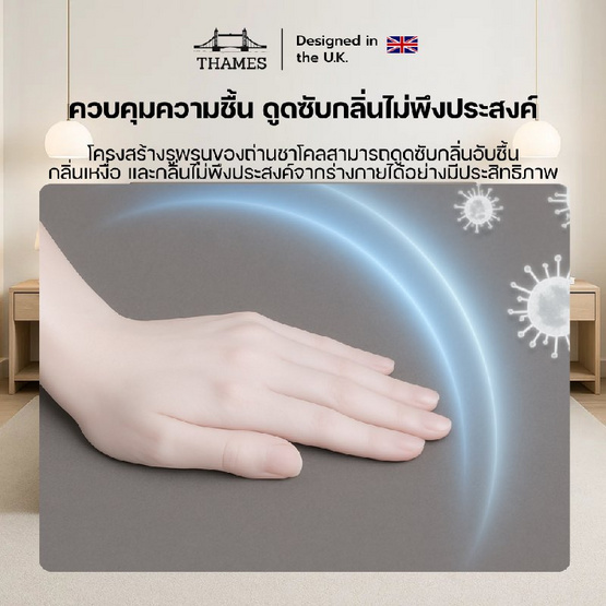 Thames ที่นอนชาโคลอัดสุญญากาศ รุ่น Charcoal หนา 6 นิ้ว