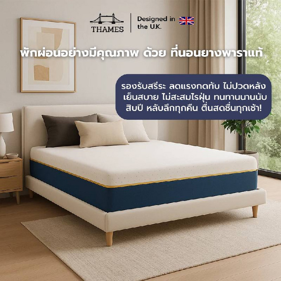 Thames ที่นอนยางพาราแท้ รุ่น Lunara ความหนา 8 นิ้ว (อัดสุญญากาศ)
