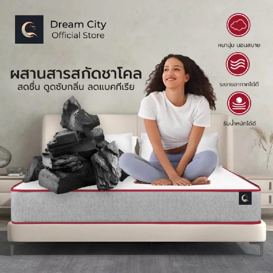 Dreamcity ที่นอนโฟมชาโคล รุ่น Night หนา 4 นิ้ว (แพ็กใส่กล่อง)
