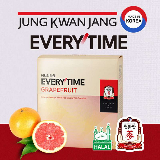 JUNG KWAN JANG เอเวรี่ไทม์ เกรฟฟรุต (เครื่องดื่มผสมโสม เกรฟฟรุต และกล้วย) บรรจุ 14 ซอง