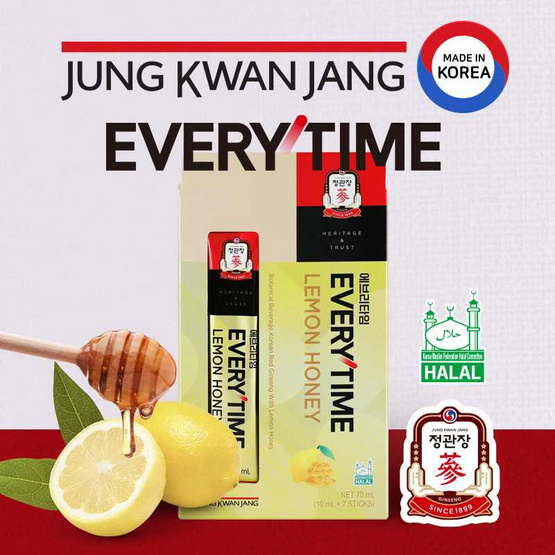 JUNG KWAN JANG เอเวรี่ไทม์ เลม่อน ฮันนี่ (เครื่องดื่มผสมโสม) บรรจุ 7 ซอง