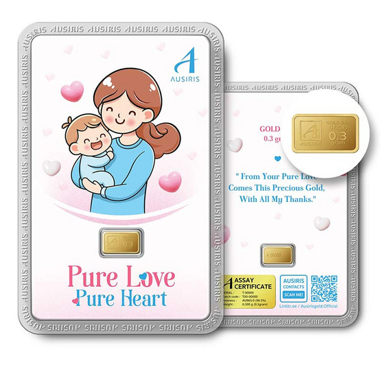 Ausiris ทองคำแท่ง 96.5 น้ำหนัก 0.3 กรัม Pure Love Ausiris ทองคำแท่ง 96.5 น้ำหนัก 0.3 กรัม Pure Love