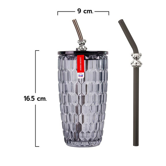 RRS แก้วคริสตัล พร้อมฝา+หลอด 510 ml. Luxury Design