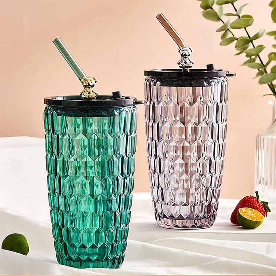 RRS แก้วคริสตัล พร้อมฝา+หลอด 510 ml. Luxury Design