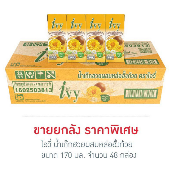 ไอวี่ น้ำเก๊กฮวยผสมหล่อฮั้งก้วย 170 มล. (ยกลัง 48 กล่อง)