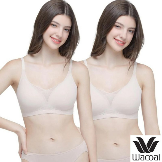 Wacoal ชุดชั้นไร้โครง เสริมฟองน้ำ Smart Size รุ่น WB3Y32/WB3232 สีเบจ (แพ็ก 2 ชิ้น)