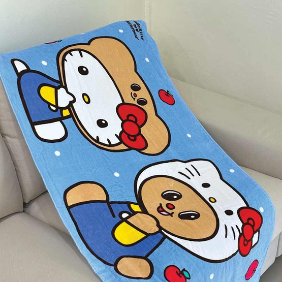 Set F เซตของขวัญผ้าขนหนูเช็ดตัวและผ้าขนหนูเช็ดผม Hello Kitty X Butterbear สีน้ำเงิน