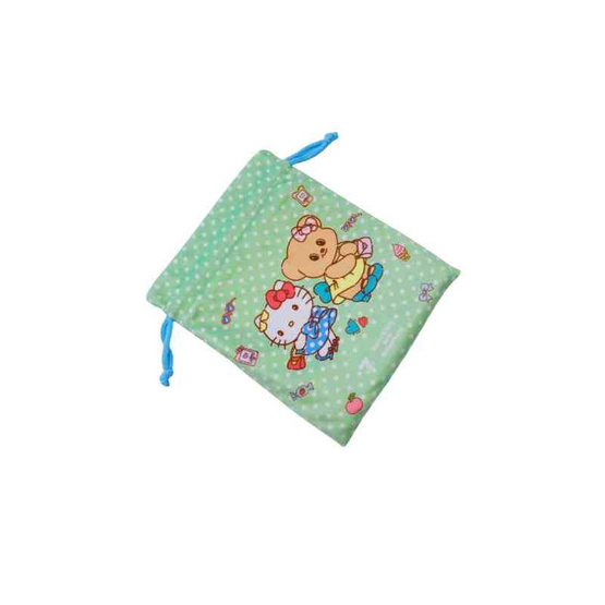 กระเป๋าผ้าหูรูด Hello Kitty X Butterbear สีเขียว