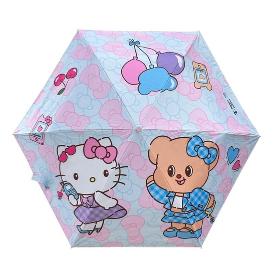 ร่มสั้นพับได้ Hello Kitty X Butterbear 20นิ้ว 3ตอน กันยูวี พร้อมปลอก ลายโบว์