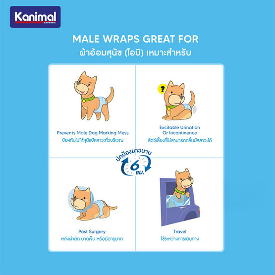 Kanimal Male Wraps โอบิรัดเอว ผ้าอ้อมสุนัขเพศผู้