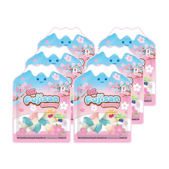 โอเค กัมมี่ฟูจิซัง กลิ่นบลูเบอรีและสตอเบอรี 55 กรัม (แพ็ก 6 ชิ้น)