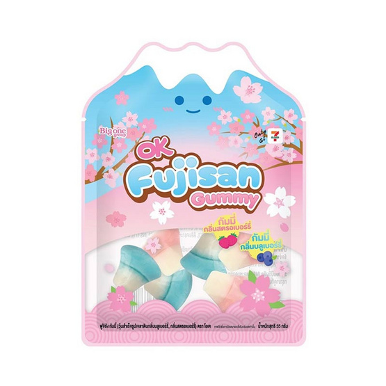 โอเค กัมมี่ฟูจิซัง กลิ่นบลูเบอรีและสตอเบอรี 55 กรัม (แพ็ก 6 ชิ้น)