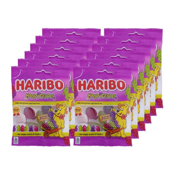ฮาริโบ้กัมมี่แฮปปี้เกรป 45 กรัม (แพ็ก 12 ชิ้น)