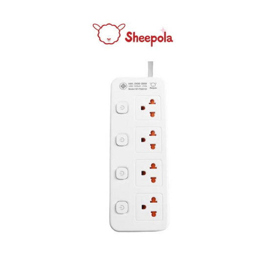 Sheepola ปลั๊กไฟ 4 ช่อง 4 สวิตช์ ยาว 5 เมตร รุ่น SP-PS00201 Sheepola ปลั๊กไฟ 4 ช่อง 4 สวิตช์ ยาว 5 เมตร รุ่น SP-PS00201