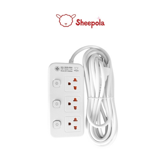 Sheepola ปลั๊กไฟ 4 ช่อง 4 สวิตช์ ยาว 5 เมตร รุ่น SP-PS00201 Sheepola ปลั๊กไฟ 4 ช่อง 4 สวิตช์ ยาว 5 เมตร รุ่น SP-PS00201
