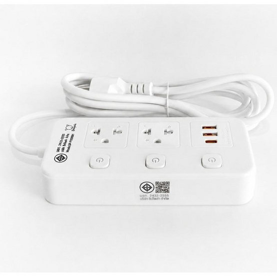Sheepola ปลั๊กไฟ 2 ช่อง 2 USB 1 TypeC สายยาว 5 เมตร รุ่น SP-PS00801