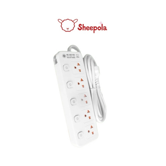 Sheepola ปลั๊กไฟ 2 ช่อง 3 สวิตช์ พร้อม USB ยาว 5 เมตร รุ่น SP-PS00801