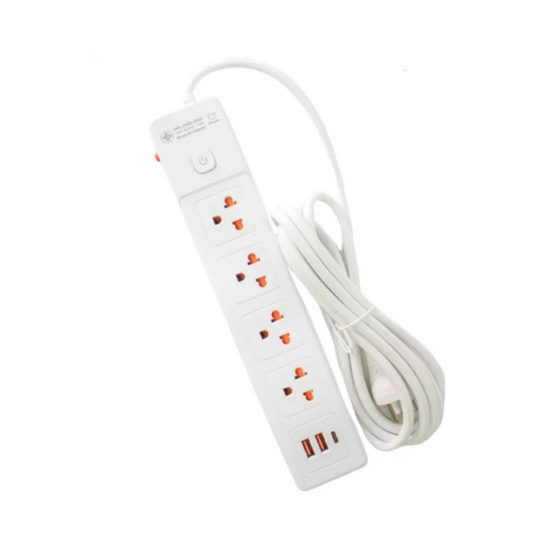 Sheepola ปลั๊กไฟยาว 4 ช่อง 1 สวิตช์ พร้อมUSB ยาว 5 เมตร รุ่น SP-PS02401 Sheepola ปลั๊กไฟยาว 4 ช่อง 1 สวิตช์ พร้อมUSB ยาว 5 เมตร รุ่น SP-PS02401