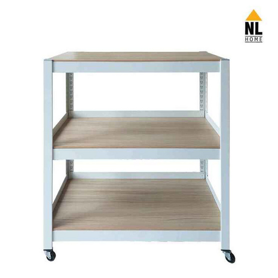 NL HOME ชั้นเหล็ก 3 ชั้นมีล้อแผ่นไม้ 903W