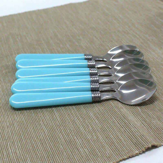 RRS ช้อนชา สแตนเลส 6 คัน ด้ามจับสีฟ้า RRS ช้อนชา สแตนเลส 6 คัน ด้ามจับสีฟ้า