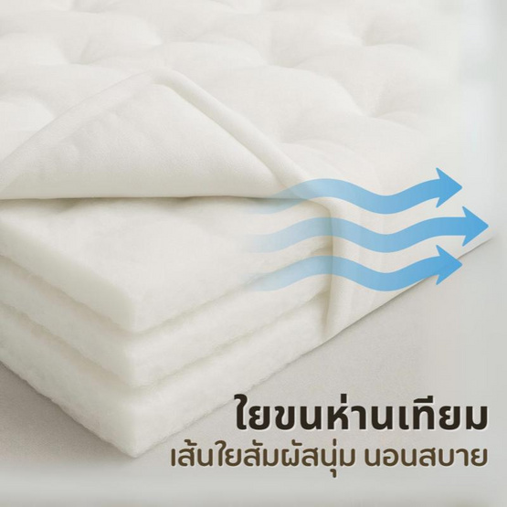Home Best Topper ใยขนห่านเทียม หนา 6 นิ้ว ลายบุ๋ม สีเบจ