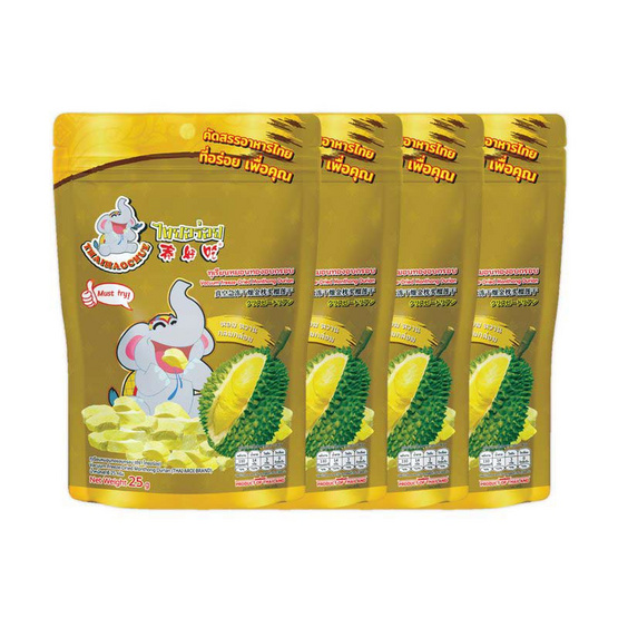 ไทยอร่อย ทุเรียนหมอนทองอบกรอบ 25 กรัม (แพ็ก 4 ชิ้น) ไทยอร่อย ทุเรียนหมอนทองอบกรอบ 25 กรัม (แพ็ก 4 ชิ้น)