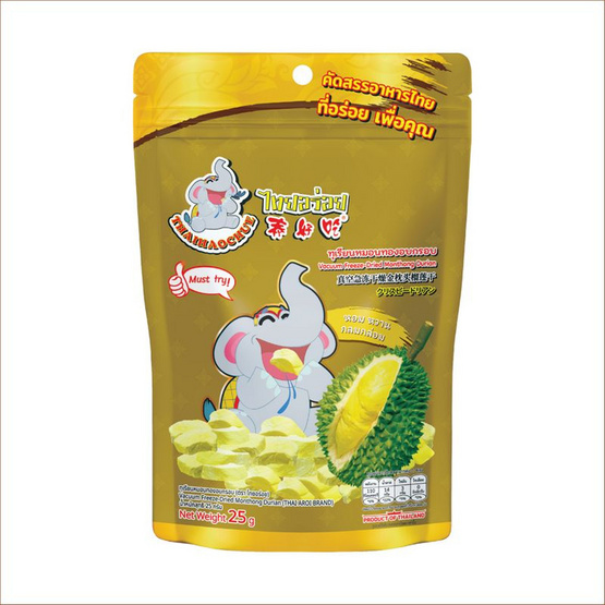 ไทยอร่อย ทุเรียนหมอนทองอบกรอบ 25 กรัม (แพ็ก 4 ชิ้น) ไทยอร่อย ทุเรียนหมอนทองอบกรอบ 25 กรัม (แพ็ก 4 ชิ้น)