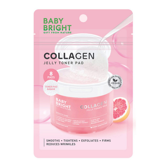 Baby Bright โทนเนอร์แพด Collagen Jelly Toner Pad 33 กรัม (แพ็ก 6 ชิ้น) Baby Bright โทนเนอร์แพด Collagen Jelly Toner Pad 33 กรัม (แพ็ก 6 ชิ้น)