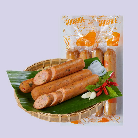 ไส้กรอกกะเพราวุ้นเส้น(ไส้กรอกไก่ผสมหมู) (แพ็ก 4 ชิ้น) ไส้กรอกกะเพราวุ้นเส้น(ไส้กรอกไก่ผสมหมู) (แพ็ก 4 ชิ้น)