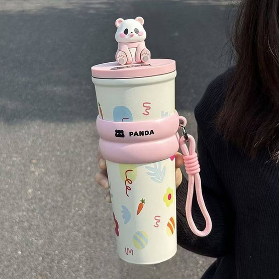 TINTIN SHOP (PANDA) แก้วน้ำสแตนเลสเก็บอุณหภูมิ 700 ML - หมีสีชมพู