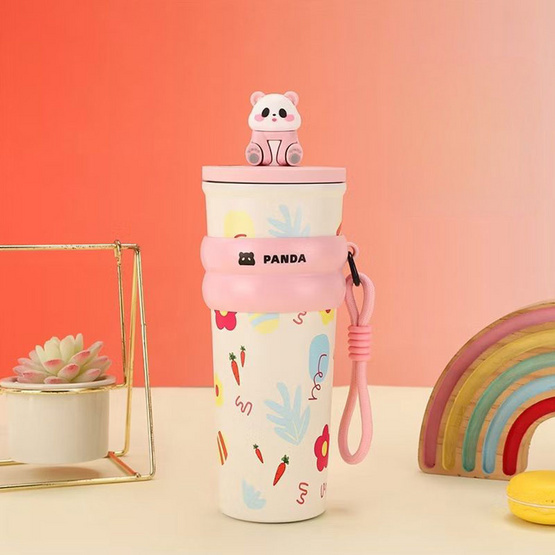 TINTIN SHOP (PANDA) แก้วน้ำสแตนเลสเก็บอุณหภูมิ 700 ML - หมีสีชมพู