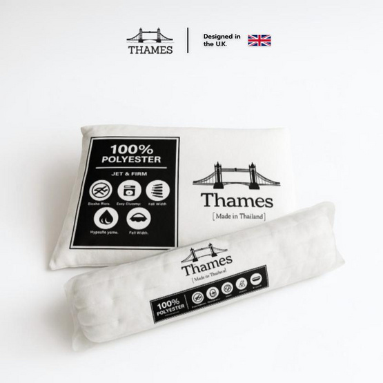 Thames [แพ็คคู่] หมอนหนุนพร้อมหมอนข้าง ใยขนห่านเทียม