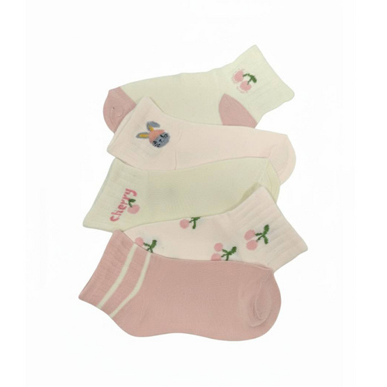 Fashion sock ถุงเท้าลายเชอรี่ (5ลาย/10คู่)