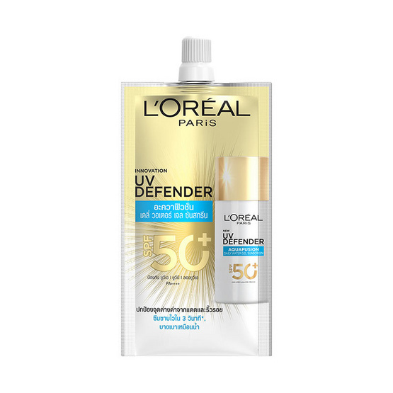 ลอรีอัล ยูวี ดีเฟนเดอร์ อะควาฟิวชั่น เดลี่ วอเตอร์ เจล SPF50 PA++++ 5.5 มล. (แพ็ก 6 ซอง) ลอรีอัล ยูวี ดีเฟนเดอร์ อะควาฟิวชั่น เดลี่ วอเตอร์ เจล SPF50 PA++++ 5.5 มล. (แพ็ก 6 ซอง)