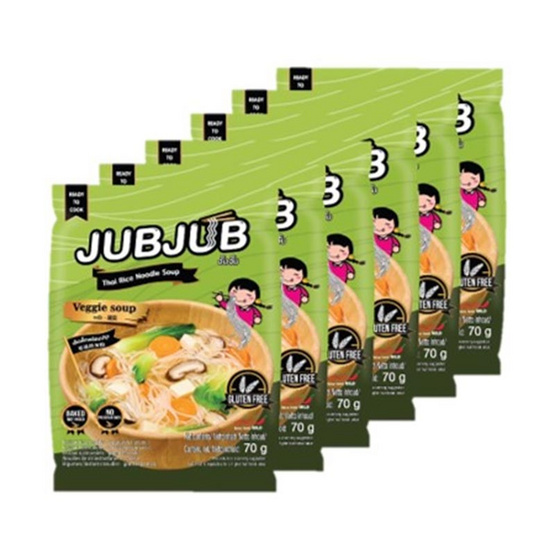 จั๊บจั๊บ เส้นเล็กรสผัก 70 กรัม (แพ็ก 6 ซอง) จั๊บจั๊บ เส้นเล็กรสผัก 70 กรัม (แพ็ก 6 ซอง)