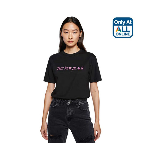 GQ EASY เสื้อยืดทรงปกติ ลาย The new black สีดำ