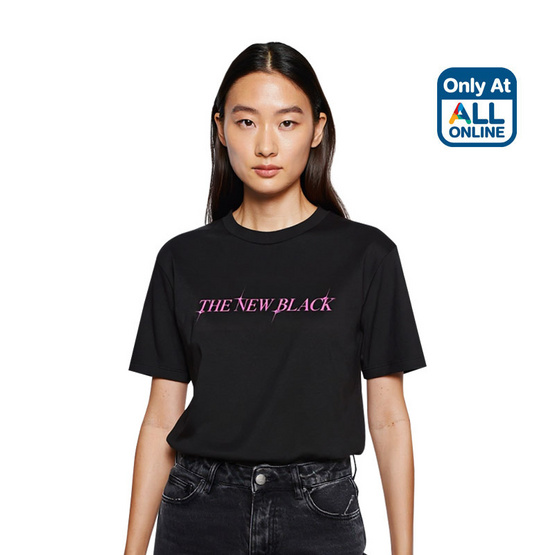 GQ EASY เสื้อยืดทรงปกติ ลาย The new black สีดำ