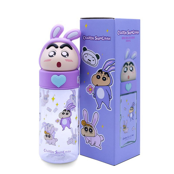 X&W กระบอกน้ำพลาสติกไตรตัน 500 มล. ลายหัวชินจัง สีม่วง ลิขสิทธิ์แท้ X&W กระบอกน้ำพลาสติกไตรตัน 500 มล. ลายหัวชินจัง สีม่วง ลิขสิทธิ์แท้