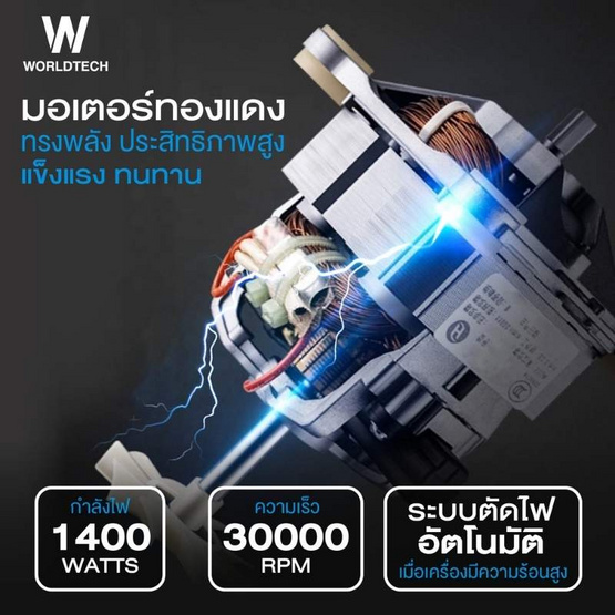 Worldtech เครื่องปั่น 2 ลิตร รุ่น WT-PB1800 Worldtech เครื่องปั่น 2 ลิตร รุ่น WT-PB1800