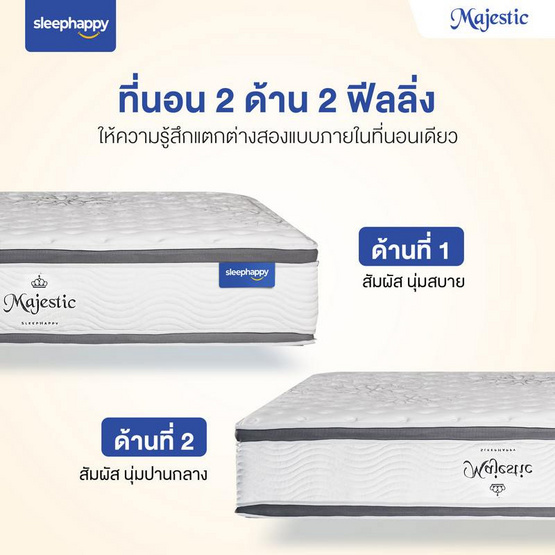 SleepHappy ที่นอนยางพาราธรรมชาติ Hybrid รุ่น Majestic หนา 14 นิ้ว