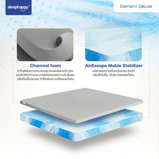 SleepHappy ที่นอนยางพาราแท้ รุ่น Element Deluxe หนา 7 นิ้ว